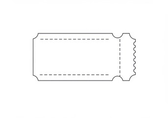Blank ticket outline with perforation for events, raffle, and admission purposes.