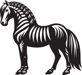 Black and White Berber Horse Vector Illustration – High-Quality Line Art Design