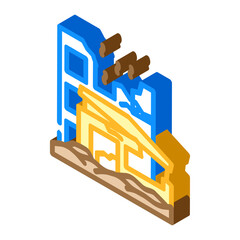 destroyed landscape radiation radioactive pollution isometric icon vector illustration