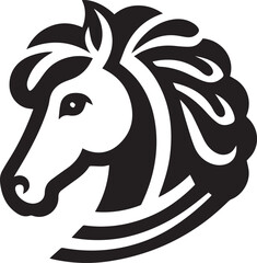 Black and White Berber Horse Vector Illustration – High-Quality Line Art Design