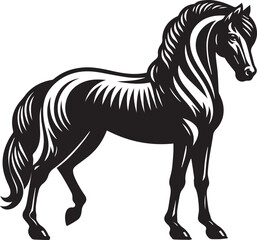 Black and White Berber Horse Vector Illustration – High-Quality Line Art Design