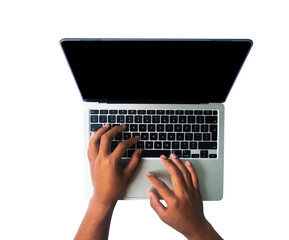 hand gesture typing on a laptop