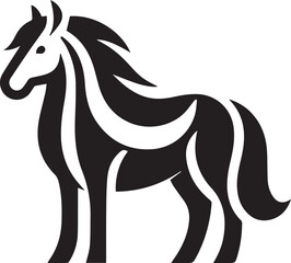 Black and White Berber Horse Vector Illustration – High-Quality Line Art Design