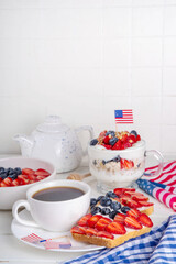 USA patriotic american breakfast or brunch