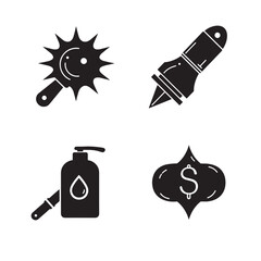 Black and white silhouette icons representing spa beauty business and financial concept