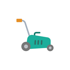 Stylized mowing device illustration for grass cutting service promotion