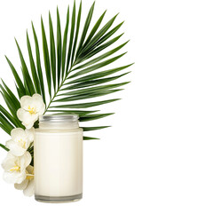 A candle surrounded by delicate flowers.