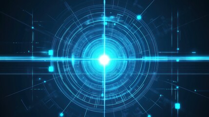 Obraz premium Abstract Digital Nexus: A Glowing Blue Technological Core