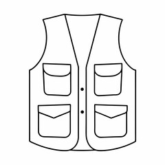 Minimalist outline of a fishing vest with pockets perfect for illustrations and design projects transparent background