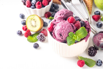 Homemade fruit and berry sorbet ice cream