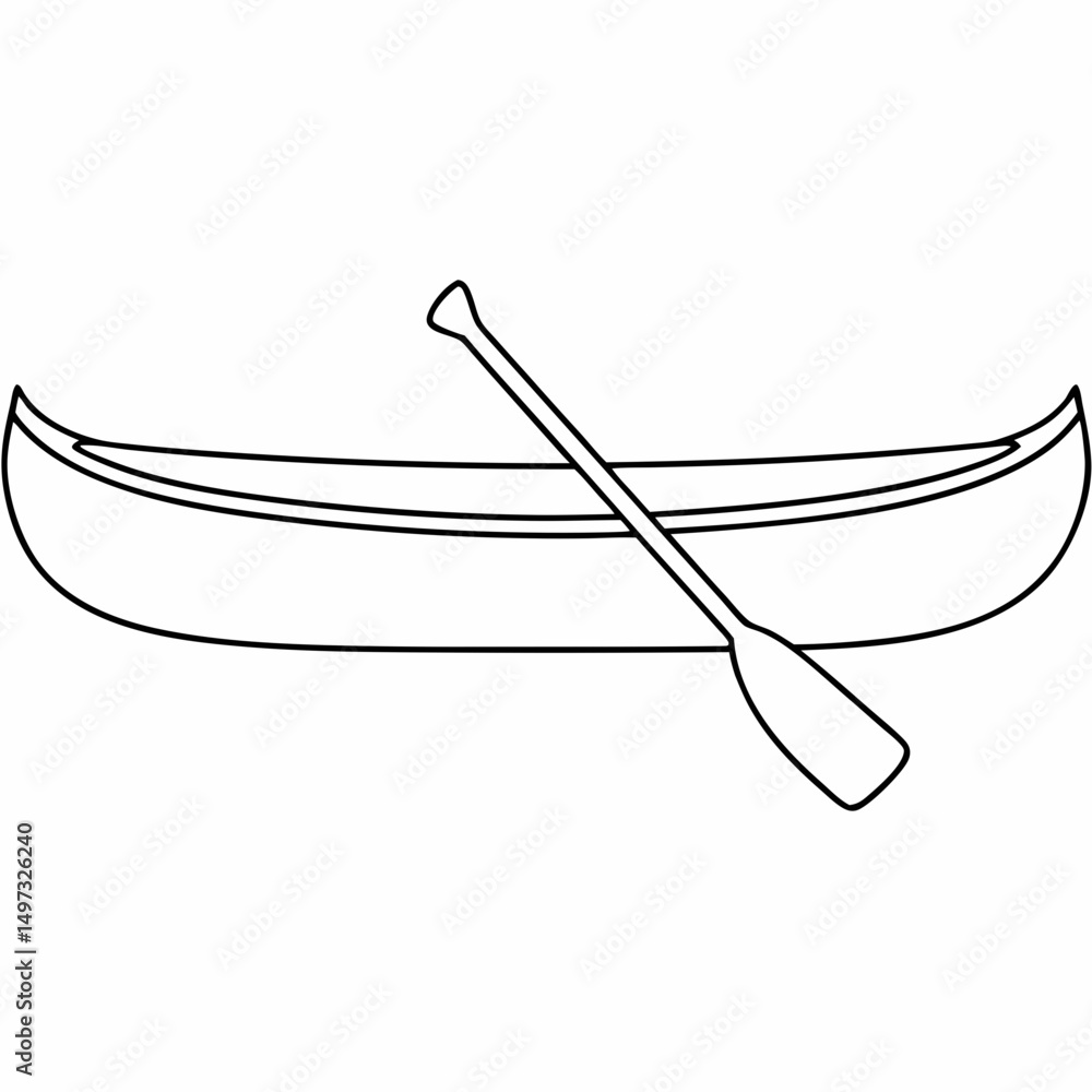 Poster outlined canoe and paddle illustration a simple transparent vector for design and creative projects 