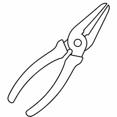 Simple line art illustration of pliers on a white background, suitable for repair and construction projects, offering versatility