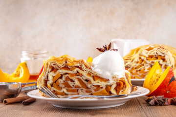 Sweet homemade pumpkin strudel