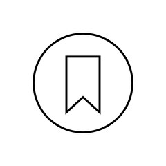 Bookmark web outline icon on circle line. Favorite mark, save sign symbol