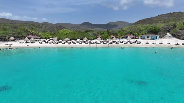 Kenepa Grandi Beach In Willemstad Netherlands Curacao. Birds Eye View Of Stunning Caribbean Beach Scenery. Island Life Landscape Recreation Wanderlust. Summertime Recreation Coast.
