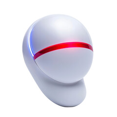 Futuristic robotic head design with glowing lights isolated against a transparent background..
