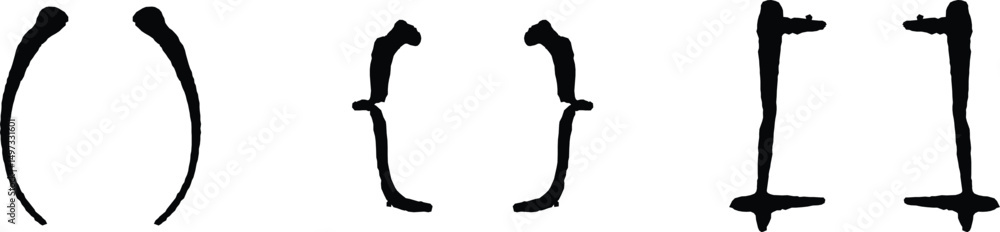 Fototapete text brackets icon set. black quotation marks. curly braces, double symmetric and angle. vintage typ