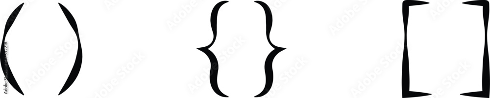 Fototapete text brackets icon set. black quotation marks. curly braces, double symmetric and angle. vintage typ