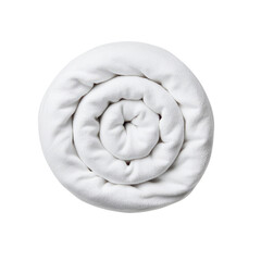 Soft rolled white blanket for cozy comfort isolated against a transparent background..
