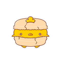 Chick Macaron Character – Cute Yellow Kawaii Dessert Illustration