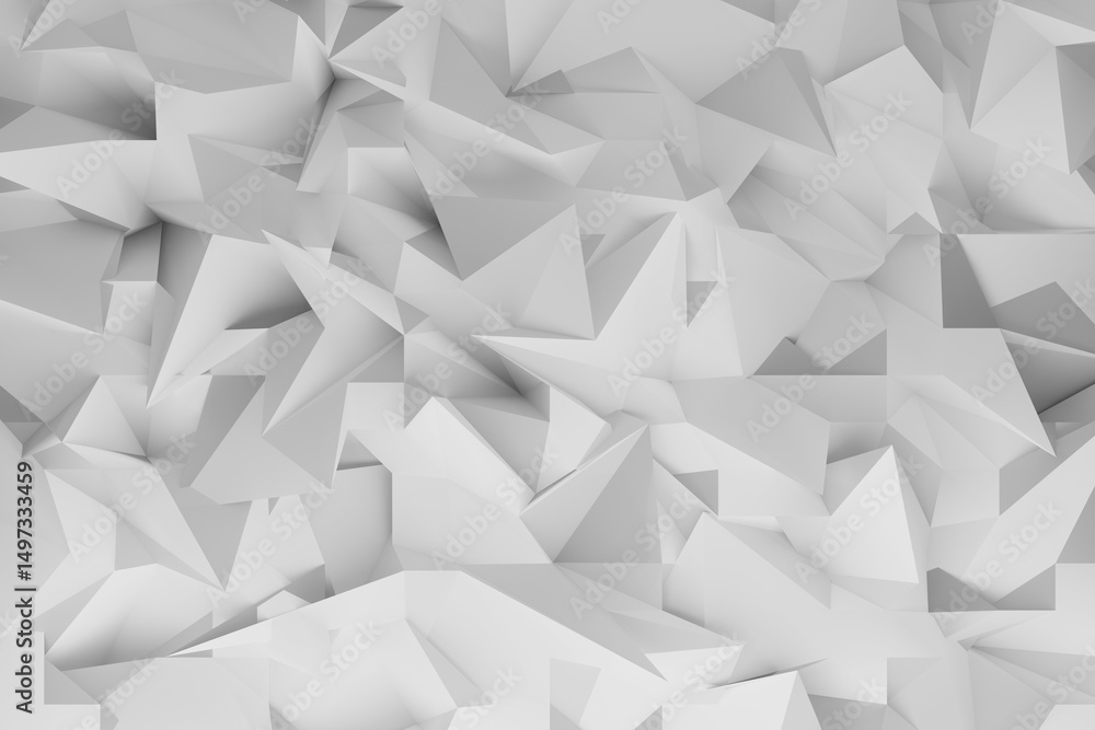 Poster dynamic 3d abstract geometric background featuring white and gray polygonal shapes. 3d rendering. pa