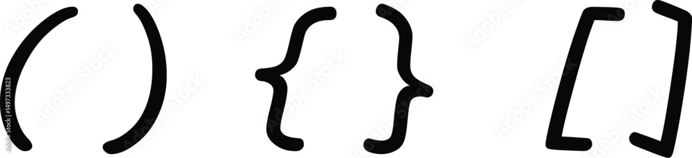 Fototapete text brackets icon set. black quotation marks. curly braces, double symmetric and angle. vintage typ