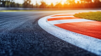 Close-up view of a race track surface with painted lines.
