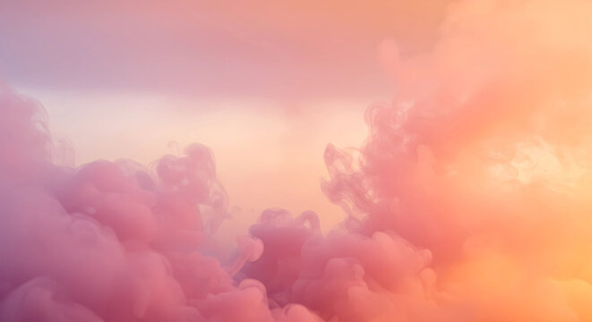 An enchanting abstract background featuring soft, billowing clouds of pastel pink and warm orange smoke, creating a dreamy and artistic atmospheric effect.jpg