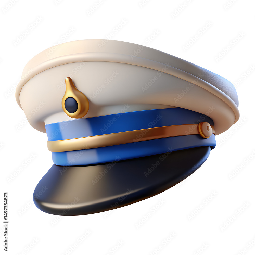 Poster stylish 3d render of a captain s hat isolated on transparent background