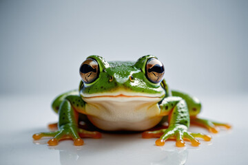 Obraz premium A close-up shot of a frog sitting on a white surface