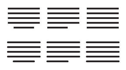 An icon representing the right alignment option for text or objects. Text align icon vector set. Paragraph alignment symbol