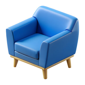 recommend clip art: Stylish blue armchair 3d render isolated on transparent background