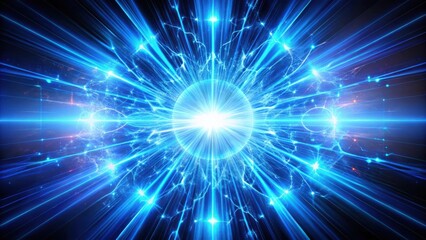 Fototapeta premium Electromagnetic burst with vibrant blue light emitting from a futuristic device