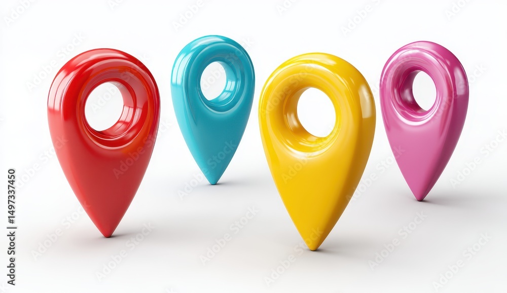 Poster colorful 3d map pointers
