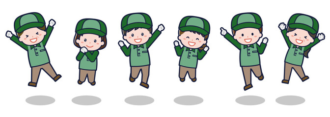 いろいろな人物セット_はしゃぐ_配達員