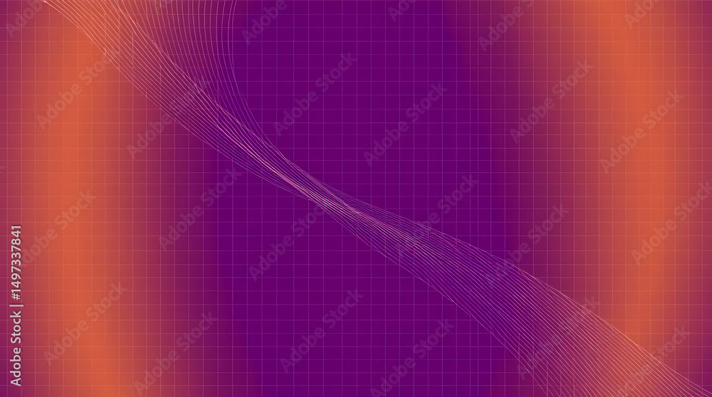 Aufkleber abstract purple and orange gradient background with flowing lines