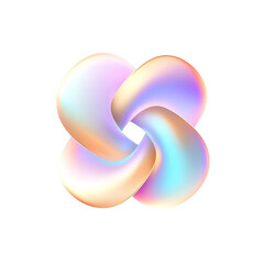 Naklejka premium Colorful abstract twisted shape with smooth iridescent surface featuring pastel hues of pink blue purple and gold creating