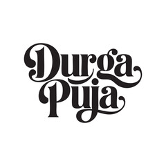 durga puja hand lettering text design