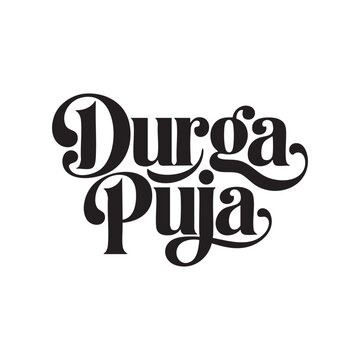 Naklejki durga puja hand lettering text design