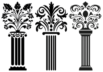 PNG Elegant classical column designs, element set on transparent background