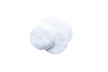 Pile of cotton pads on white background