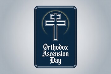 Obraz premium A stylized orthodox ascension day image with cross and text on a blue background