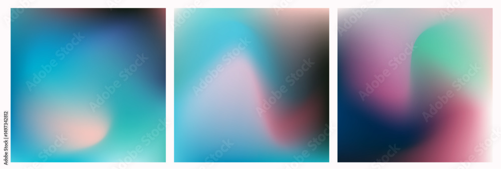 Leinwandbilder Soft pastel gradients in an abstract, blurred vector style. This modern vaporwave-inspired design uses smooth color blending, trending in digital art and UI backgrounds for its dreamy futuristic look.