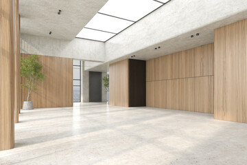 Modern style empty conceptual reception interior room 3d illustration