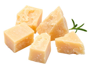 pieces of cheese on white background