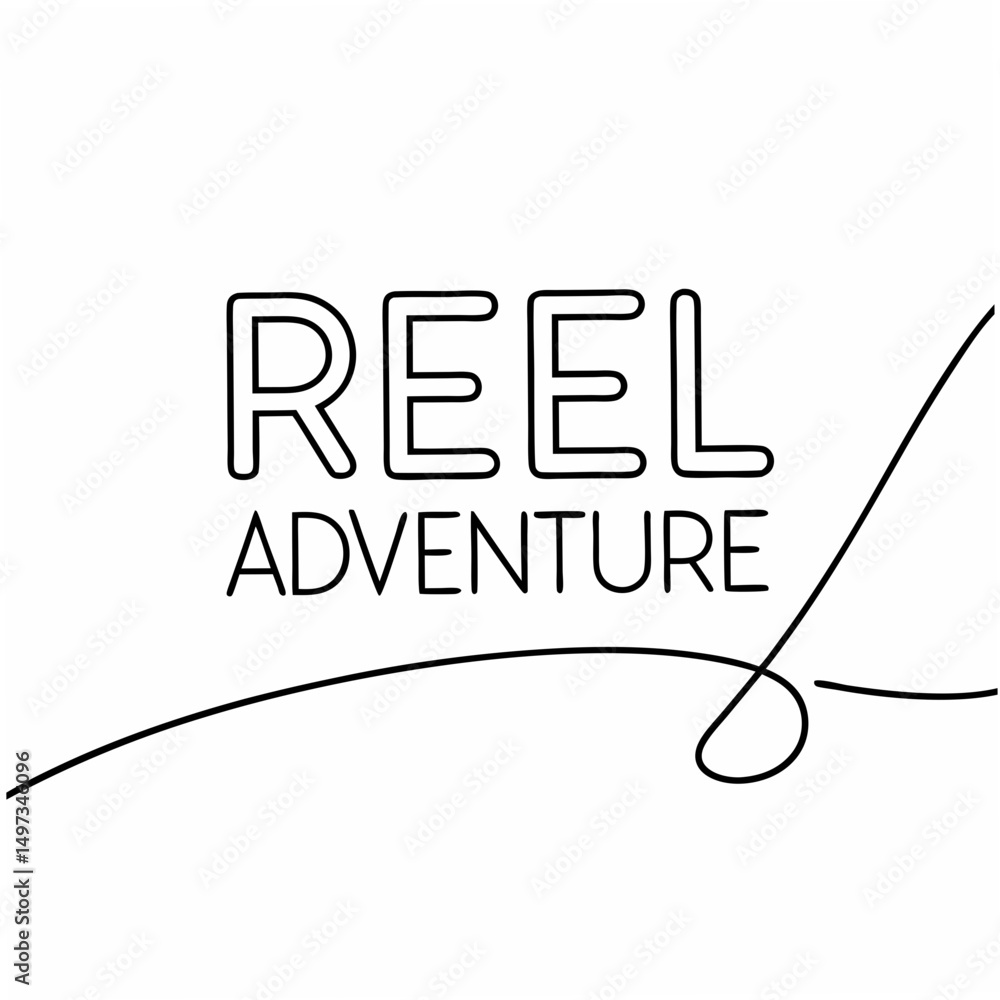 Poster reel adventure text design in black outline with transparent elements suitable for various creative 
