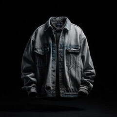 Chic denim jacket on black backdrop