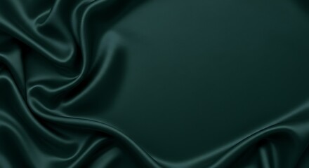 Fototapeta premium Luxurious Silk Satin Drapery Deep Blue Green Elegant Background with Soft Waves.
