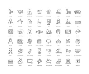 Hotel services concept illustration. Vector outline icons
