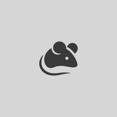 Mouse silhouette logo in simple and minimalist style.